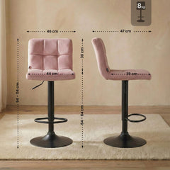 Barhocker Peru Samt schwarz - rosa