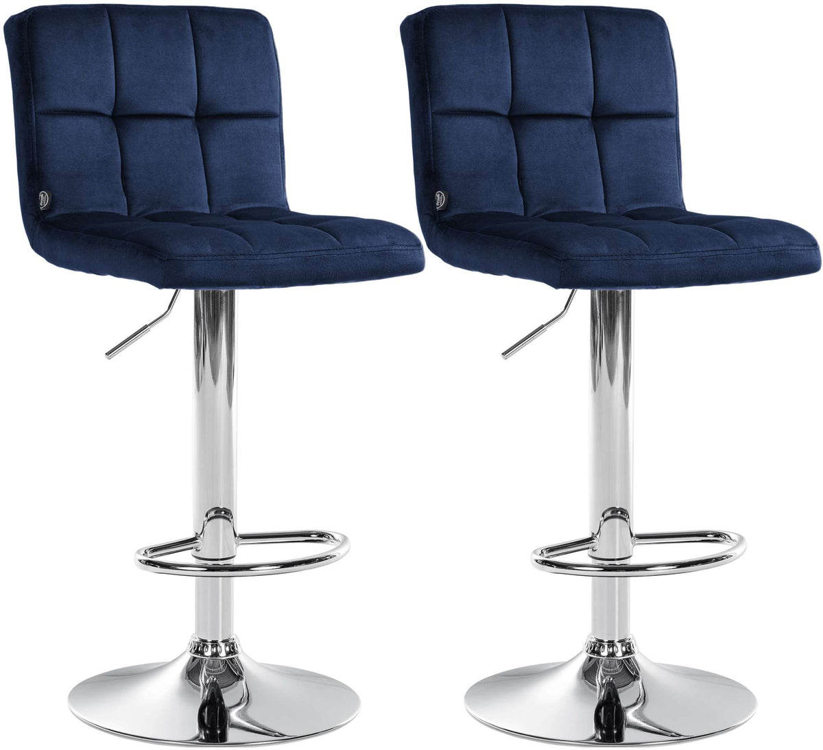 2er Set Barhocker Peru Samt chrom - blau