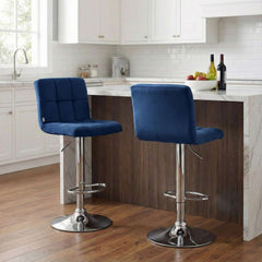 2er Set Barhocker Peru Samt chrom - blau
