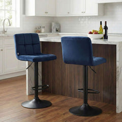 2er Set Barhocker Peru Samt schwarz - blau
