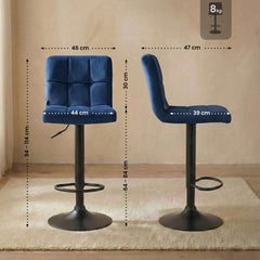 2er Set Barhocker Peru Samt schwarz - blau