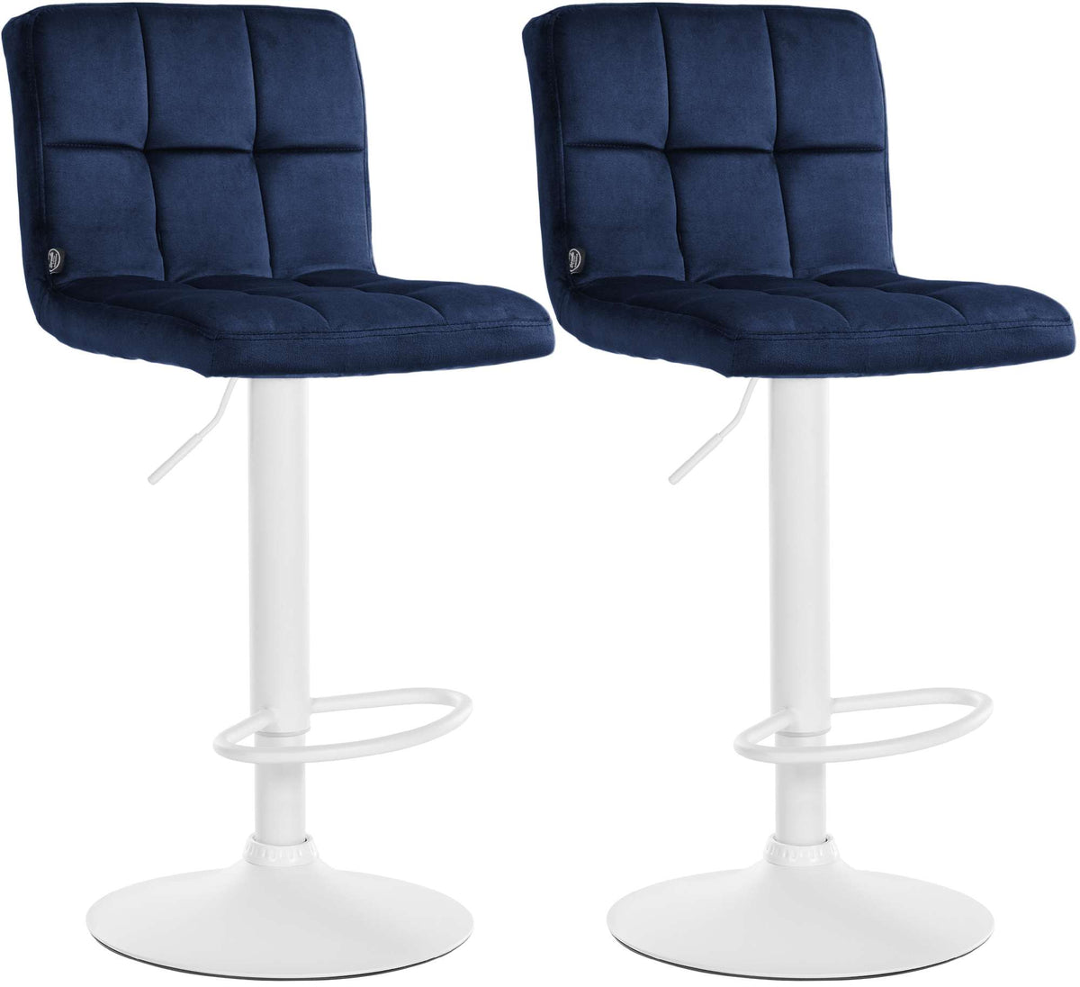 2er Set Barhocker Peru Samt wei� - blau