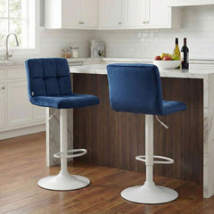 2er Set Barhocker Peru Samt wei� - blau