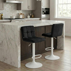 Barhocker Peru Samt wei� - schwarz