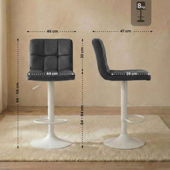 Barhocker Peru Samt wei� - dunkelgrau