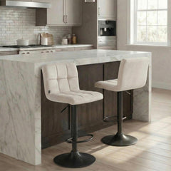 Barhocker Peru Samt schwarz - creme