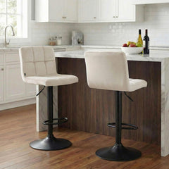 Barhocker Peru Samt schwarz - creme