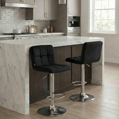 Barhocker Peru Samt chrom - schwarz