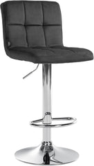 Barhocker Peru Samt chrom - dunkelgrau