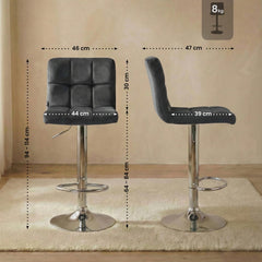 Barhocker Peru Samt chrom - dunkelgrau