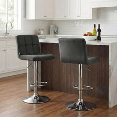 Barhocker Peru Samt chrom - dunkelgrau