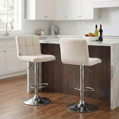 Barhocker Peru Samt chrom - creme