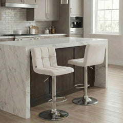 Barhocker Peru Samt chrom - creme