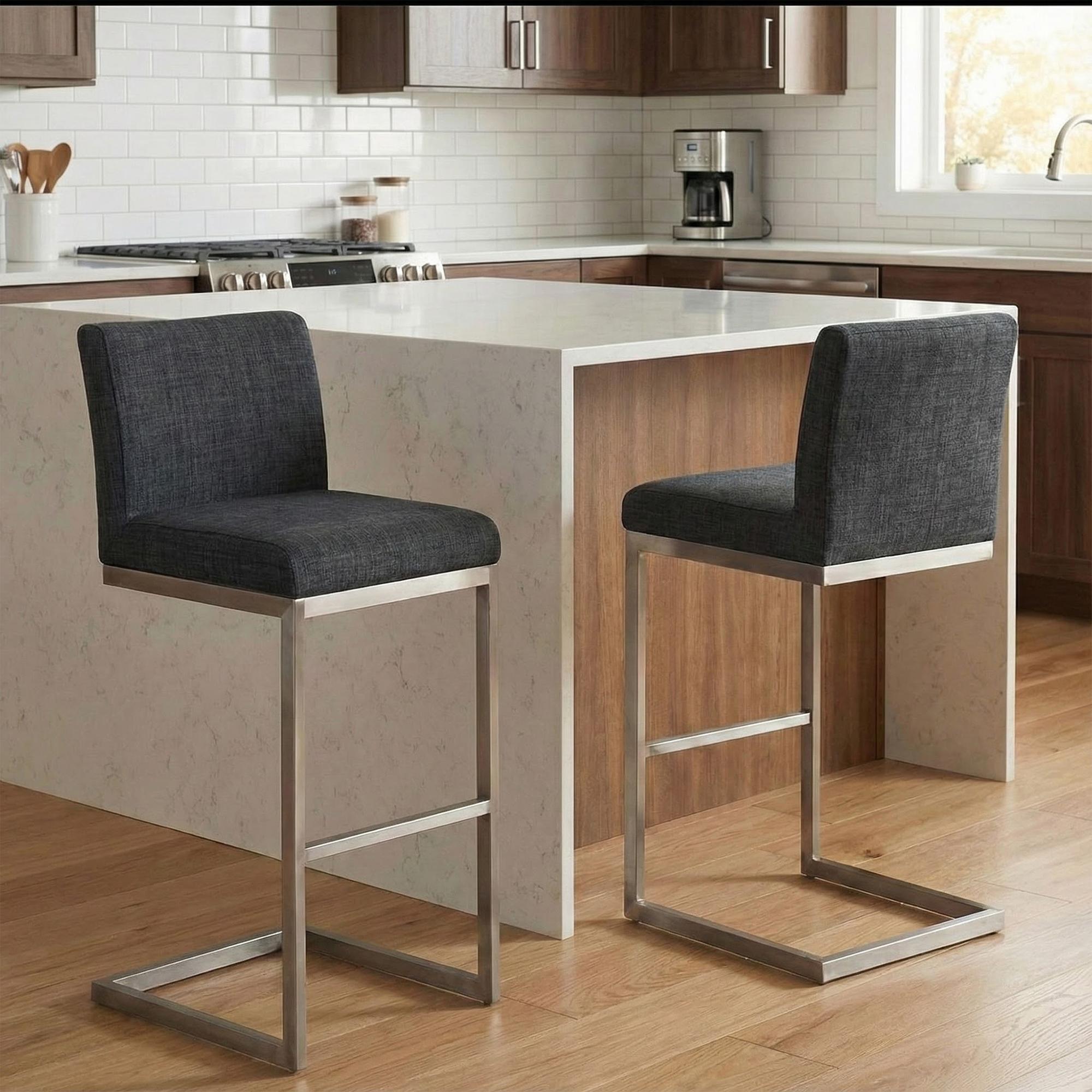 Barhocker Paros Stoff - dunkelgrau - InfinityMarket
