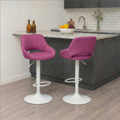 Barhocker Milet Stoff wei� - lila