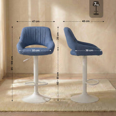Barhocker Milet Stoff wei� - blau