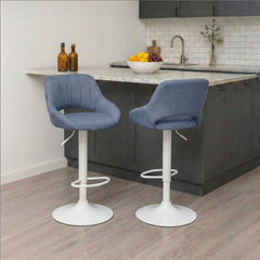 Barhocker Milet Stoff wei� - blau