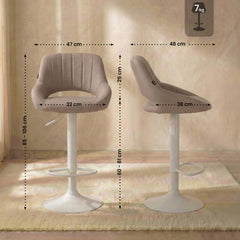 Barhocker Milet Stoff wei� - taupe