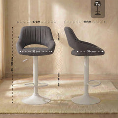 Barhocker Milet Stoff wei� - dunkelgrau