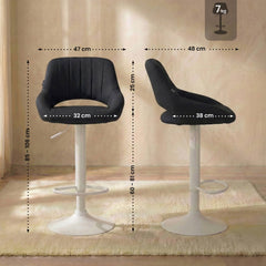 Barhocker Milet Stoff wei� - schwarz