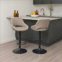 Barhocker Milet Stoff schwarz - taupe