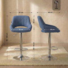 Barhocker Milet Stoff chrom - blau