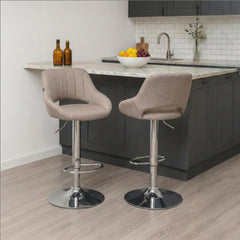 Barhocker Milet Stoff chrom - taupe