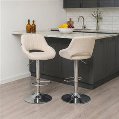 Barhocker Milet Stoff chrom - creme