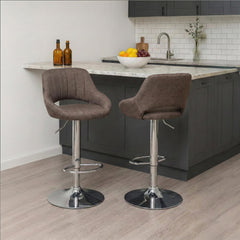 Barhocker Milet Stoff chrom - braun