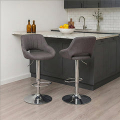 Barhocker Milet Stoff chrom - dunkelgrau