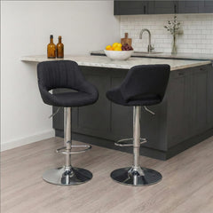 Barhocker Milet Stoff chrom - schwarz