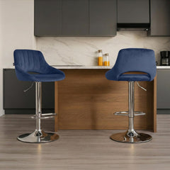 Barhocker Milet Samt chrom - blau