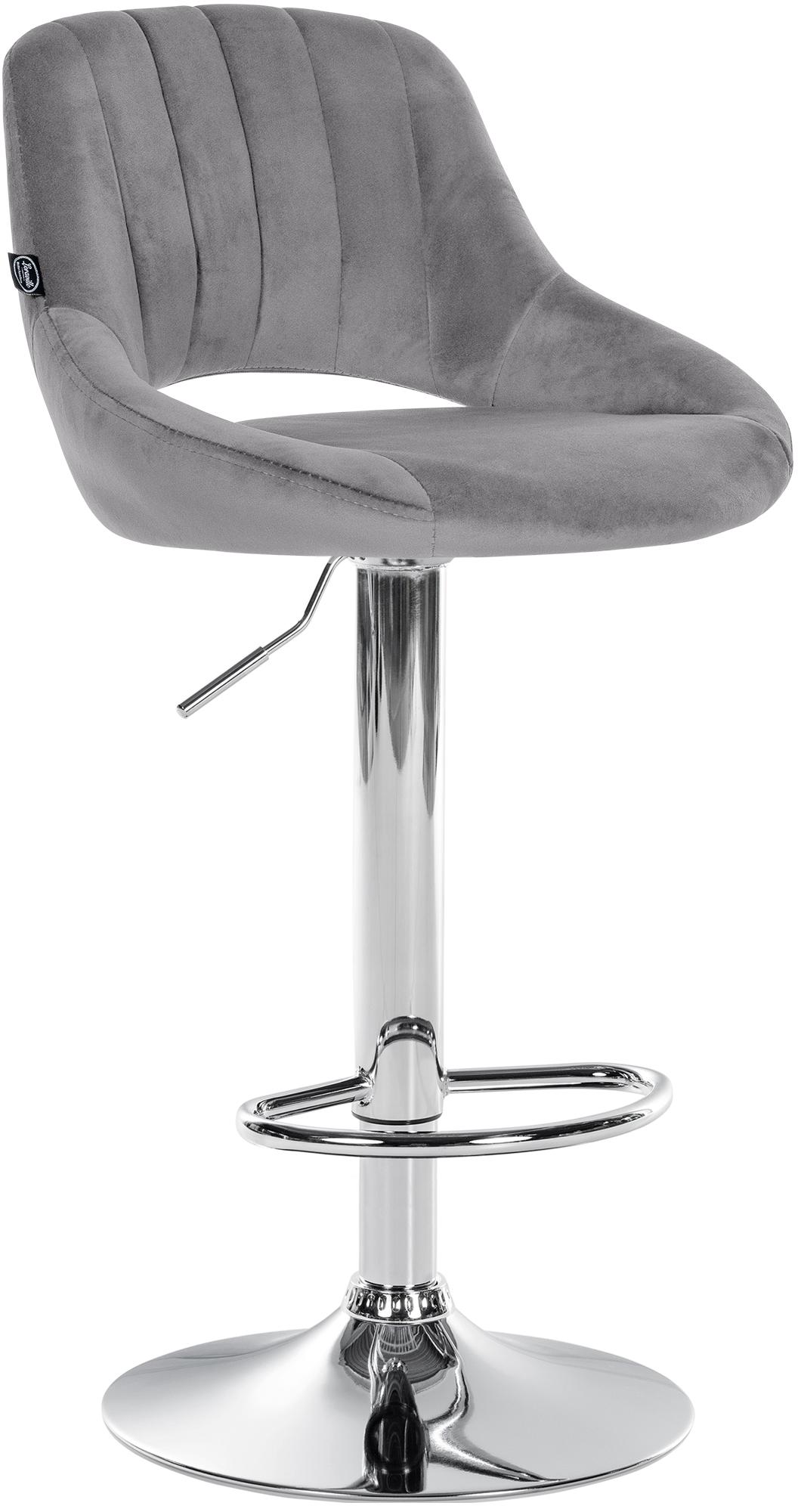 Barhocker Milet Samt chrom - dunkelgrau