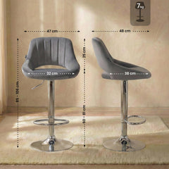 Barhocker Milet Samt chrom - dunkelgrau