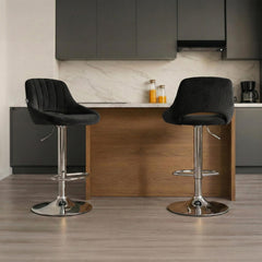 Barhocker Milet Samt chrom - schwarz