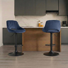 Barhocker Milet Samt schwarz - blau