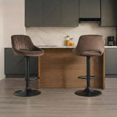 Barhocker Milet Samt schwarz - braun