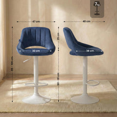 Barhocker Milet Samt wei� - blau