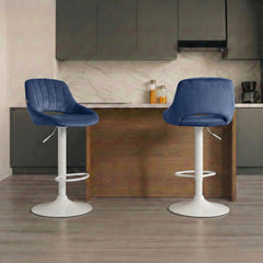 Barhocker Milet Samt wei� - blau