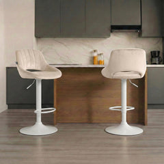 Barhocker Milet Samt wei� - creme