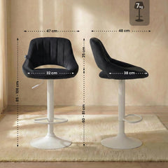 Barhocker Milet Samt wei� - schwarz