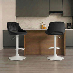 Barhocker Milet Samt wei� - schwarz