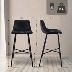 Barhocker Altona Kunstleder - schwarz
