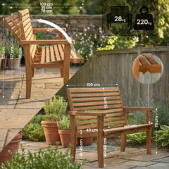 Reclining Teakbank Nicosia 150 cm - teak