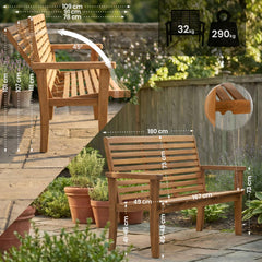 Reclining Teakbank Nicosia 180 cm - teak
