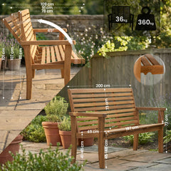 Reclining Teakbank Nicosia 200 cm - teak