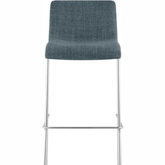 Barhocker Hoover Stoff 4-Fuß Gestell Chrom - blau