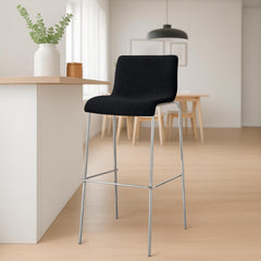 Barhocker Hoover Stoff 4-Fuß Gestell Chrom - schwarz