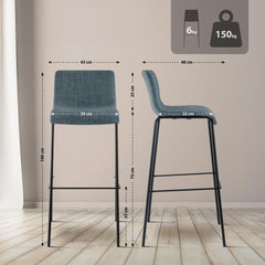Barhocker Hoover Stoff 4-Fuß Gestell schwarz - blau