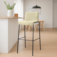 Barhocker Hoover Stoff 4-Fuß Gestell schwarz - creme
